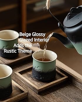 Amazon.com: ZENS 日本茶杯4 件組浮雕8 盎司(約226.8 毫升)陶瓷